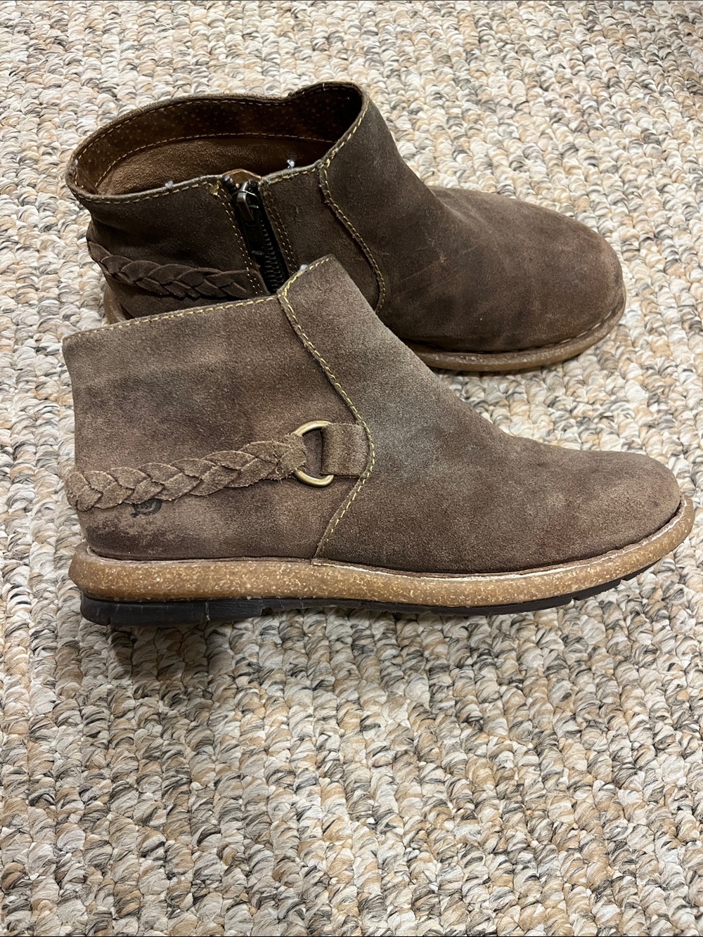 Born Toya Brown Leather Ankle Boots 7.5